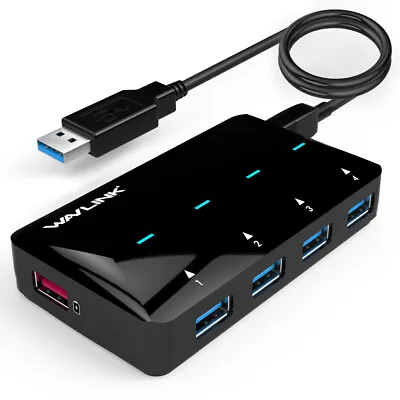 WAVLINK 4-Port USB 3.0 Hub 5Gbps W/ Smart Charging Port For PC Laptop • $9.99