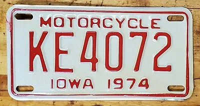 NOS 1974 Iowa MOTORCYCLE License Plate # KE4072 Harley-Davidson IA • $17.99