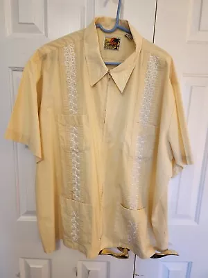 Genuine Haband Guayabera 4Pocket Short Sleeve Zipper Front Shirt Size 3XL Yellow • $16.99