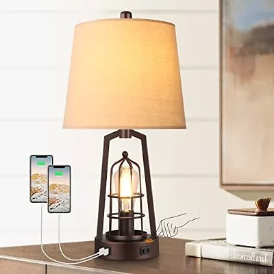 Farmhouse Bedside Lamp Touch Control Dimmable Industrial Table Lamps For Bedroom • $81.25