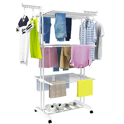 4-Tier Clothes Drying Rack Large Folding Clothes Airer Laundry Garment Rack • $39.99