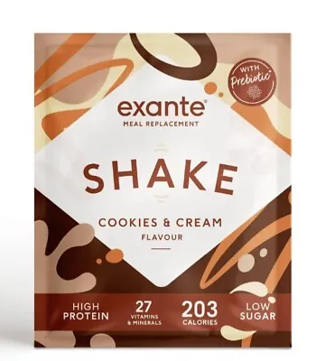 £16.99 • Buy Exante Low Sugar Meal Replacement Cookies & Cream Shakes Pack Of 10