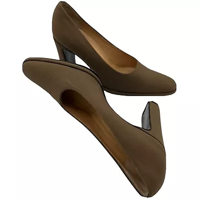 Ellen Tracy Womens Classic Pump Block High Heels Brown Slip On Shoes Size 7B • $25.96