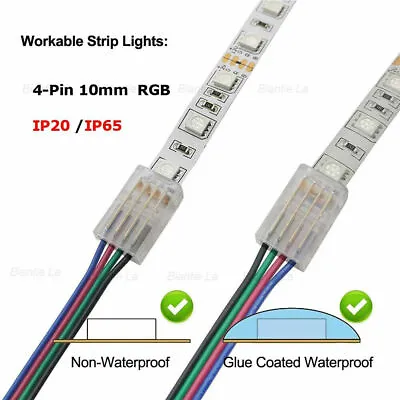 Wire To LED Strip Solderless Connector 2/3/4/5/6Pin RGBW RGB Led Strip Adapter • $7.36