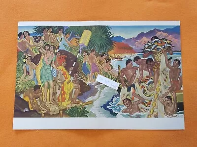 $95 • Buy FESTIVAL OF THE SEA 1950 Hawaiian Tiki Art By Eugene Savage On SS LURLINE MENU 
