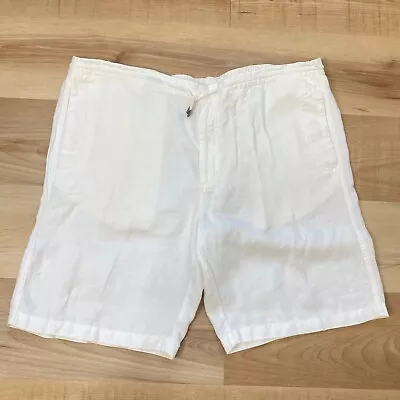 Zegna Sport Men's 100% Lino Flax Relaxed Fit Shorts White Size XXL Excellent • $50