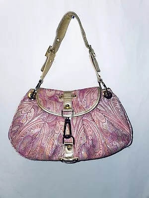 Rafe New York Handbag Pasley Pink Jacquard Canvas Leather Trim Gold  • $23.75