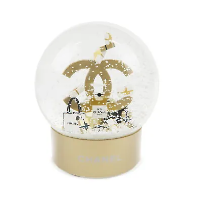 Authentic CHANEL Glass Snow Globe Snow Dome 2023 Novelty Champagne Gold Used F/S • $517