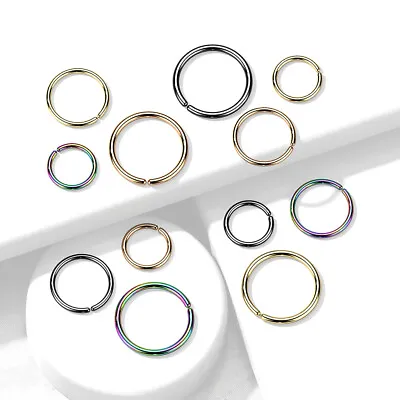 Implant Grade TITANIUM - Nose Ring Hoop Earring Tragus Lip - 6mm 7mm 8mm 10mm • £3.99