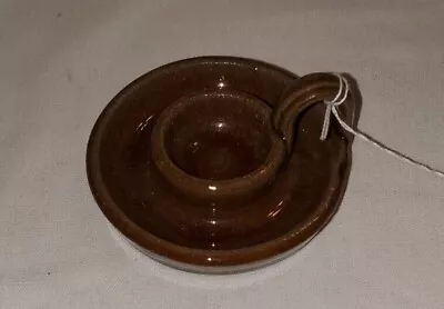 Cleater Meaders 1982 Brown Crackle Glaze Candlestick Holder Georgia Folk Art • $50