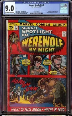 Marvel Spotlight # 2 CGC 9.0 OWW (Marvel 1972) 1st Appearance Werewolf By Night • $1495