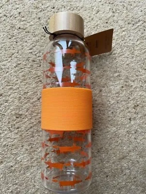 £9 • Buy Scion Mr Fox Glass Water Bottle Drinks Wooden Lid 500ml - Orange Or Grey