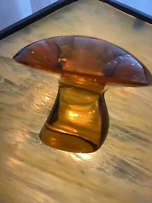 Viking Glass Epic Line 6940 Amber Mushroom 2.25 “ MCM Paperweight Vintage 60s • $98