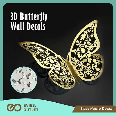 $4.85 • Buy 12 X 3D Butterfly Wall Decals Stickers Removable Kids Nursery Decoration Art AU