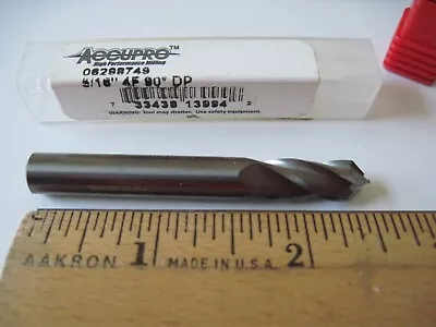 Accupro 06298749 Carbide Drill Mill 5/16  X 90° Point 4FL 13/16  LOC 2-1/2  OAL • $12.95