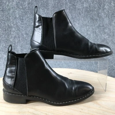 $30.99 • Buy Zara Boots Womens 39 Studded Chelsea Ankle Heels Pull On 2693 Black Leather