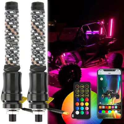 1ft RGB LED Antenna Whip Spiral Lights For UTV ATV Polaris RZR SXS Accessories • $69.11