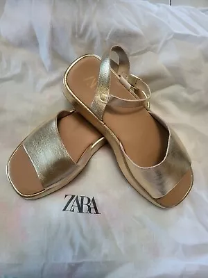 Zara Gold Flat Sandals 38 • $30