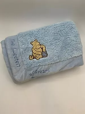 Vintage Disney Classic Pooh Baby Blanket Blue Fleece The Sweetest Of Dreams • $21.95