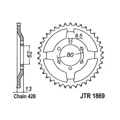 $19.91 • Buy JT 428 45T Rear Sprocket For Yamaha 1992-07 XT225 Serow Drum Brake JTR1869.45