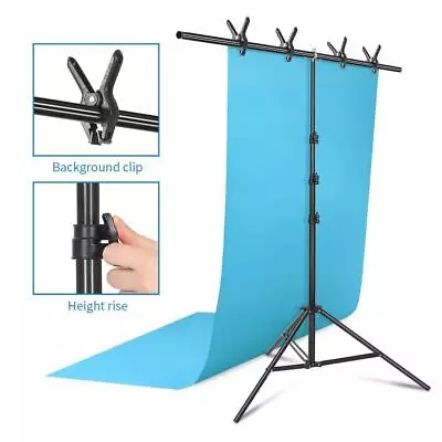 Adjustable T-Shape Backdrop Stand Kit Background Support System W/4 Clamps • $26.75