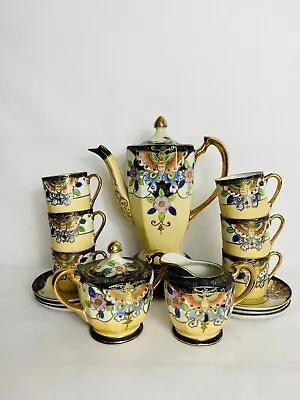 £48 • Buy Vintage 1950s Tea/Coffee Set Japanese Eggshell China Flowers Butterflies 15pc VG