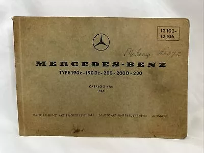 1965 Mercedes Type 190C 190DC 200 200D 230 Catalog Owners Service Diagram Manual • $19.99
