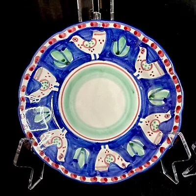 VTG Campagna Vietri Solimene Blue/Red Dots Chicken 8” Salad Lunch Plate Italy • $35