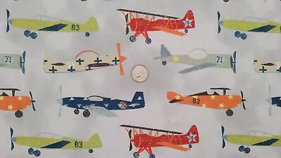 Retro Propeller Airplanes 100% Cotton 2 YD X 44  Wide MADE FOR JoAnn Fabrics • $18.95