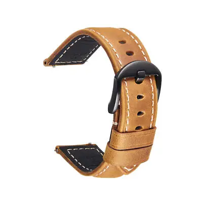 20mm 22mm 24mm Classic Genuine Leather Watch Strap Band Quick Release Wristband • £9.95