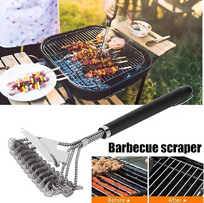 BBQ Grill Brush Scraper Barbecue Cleaning Stainless Steel Cleaner Scrubber Tool • $20.99