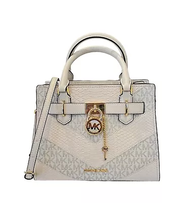 Michael Kors Hamilton Small Satchel Shoulder Bag Exotic Mk Light Cream Multi • $119.80