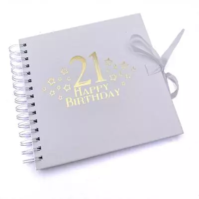 21st Birthday White Scrapbook Guest Book Or Photo Album With Gold Script • £14.99