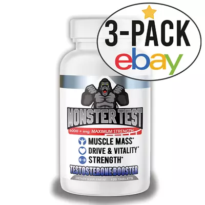 Angry Supplements MONSTER TEST Testosterone Booster Men's Drive Pills 120ct 3Pk • $39.99