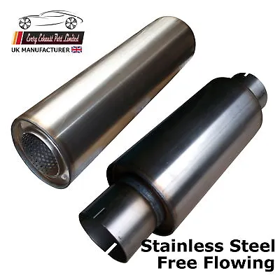 Exhaust Muffler Free Flowing Silencer High Performance Resonator Stainless Steel • £51.45