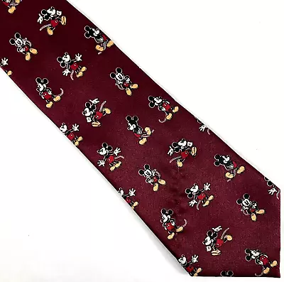 Vintage Mickey Unlimited Mens Tie Classic Red W/ Mickey Mouse Geometric Disney • $15.81