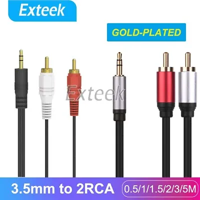 Premium Quality 3.5mm Plug To 2 RCA Male AUX Stereo Audio Cable Adapter Cord AU • $8.50