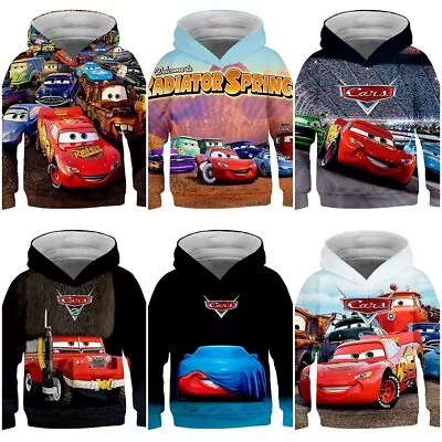 Boys Kids Cars 3D Hoodie Lightning McQueen 95 Racing Sweatshirt Pullover Top • £12.68