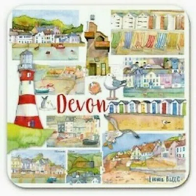 Devon Design 4 X Coastal Seaside Coasters In Presentation Box By Emma Ball • £11.95