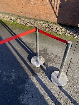 £15 • Buy 2 Chrome Plated Retractable Strap Crowd Control Que Barrier Posts