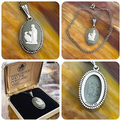 £19.99 • Buy Sterling Silver Wedgwood Jasperware Portland Vase Cameo Necklace & Original Box
