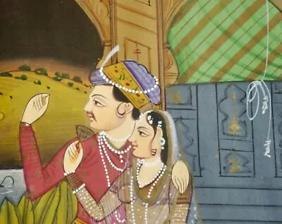 Vintage Persian Unframed  Mughal Painting Repurposed Paper Couple • $46.99