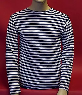 Russian Dark NAVY BLUE STRIPED SHIRT TELNYASHKA Ship FromUSA A+Quality100%Cotton • $28.99