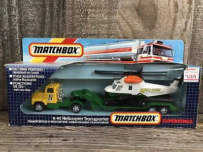 1985 Matchbox Super Kings K-92 Helicopter Transporter Truck Toy Set New • $74.99