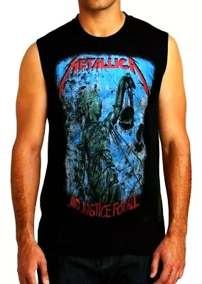 METALLICA AND JUSTICE FOR ALL ROCK Band Black Muscle Shirt • $12.99