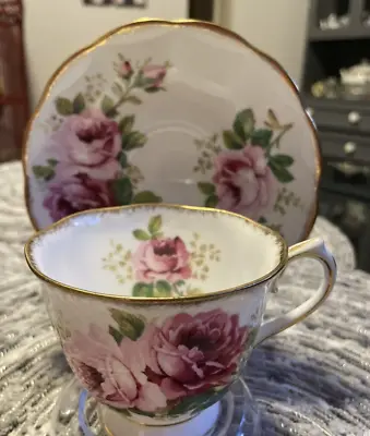 VINTAGE TEA CUP AND SAUCER ROYAL ALBERT  AMERICAN BEAUTY  1960s • $30