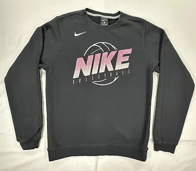 Nike Sz S Volleyball Sweatshirt Crewneck Graphic Swoosh Black 835589-010 • $35.09