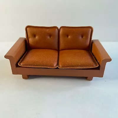 Vtg Lundby Brasilia Dollhouse 2 Seater Loveseat MCM Faux Leather Sofa • $25.49