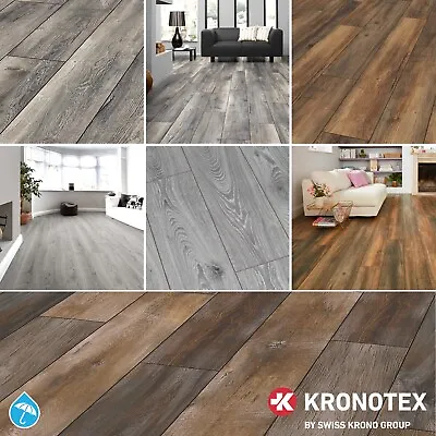 WATER RESISTANT Laminate Flooring 12mm Textured Grey Brown Oak Wood Underlay AC5 • £38