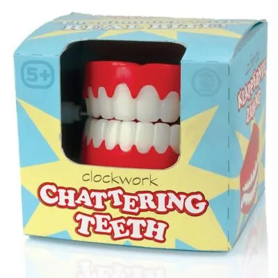 Clockwork Chattering Teeth - 08165 Wind Up Red Joke Clock Work Novelty Dentures • £7.99